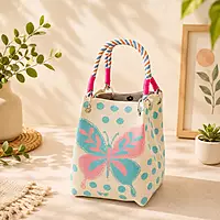 Knitted Bucket Tote Bag with Rope Handles