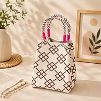Knitted Bucket Tote Bag with Rope Handles