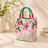 Knitted Bucket Tote Bag with Rope Handles