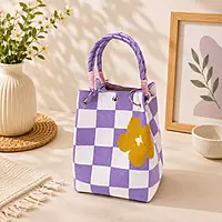 Knitted Bucket Tote Bag with Rope Handles