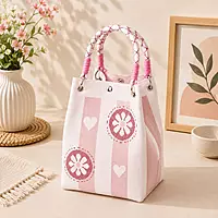 Knitted Bucket Tote Bag with Rope Handles