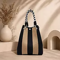 Knitted Bucket Tote Bag with Rope Handles