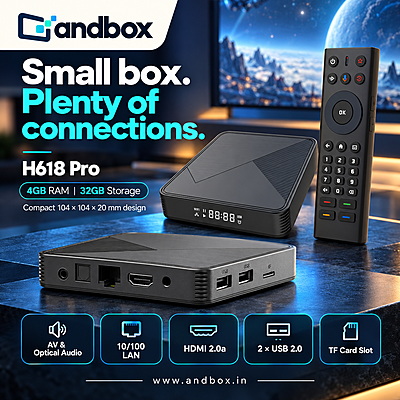 H618 Pro 4GB/32GB Android 14 TV Box – Wi-Fi 6, 4K HDR, Bluetooth 5.4 & Voice Remote H618 Pro 4GB/32GB Android 14 TV Box – Wi-Fi 6, 4K HDR, Bluetooth 5.4 & Voice Remote