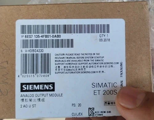 6ES7135-4FB01-0AB0 Siemens SIMATIC ET200S Analog Output Module AQ 2x12 Bit