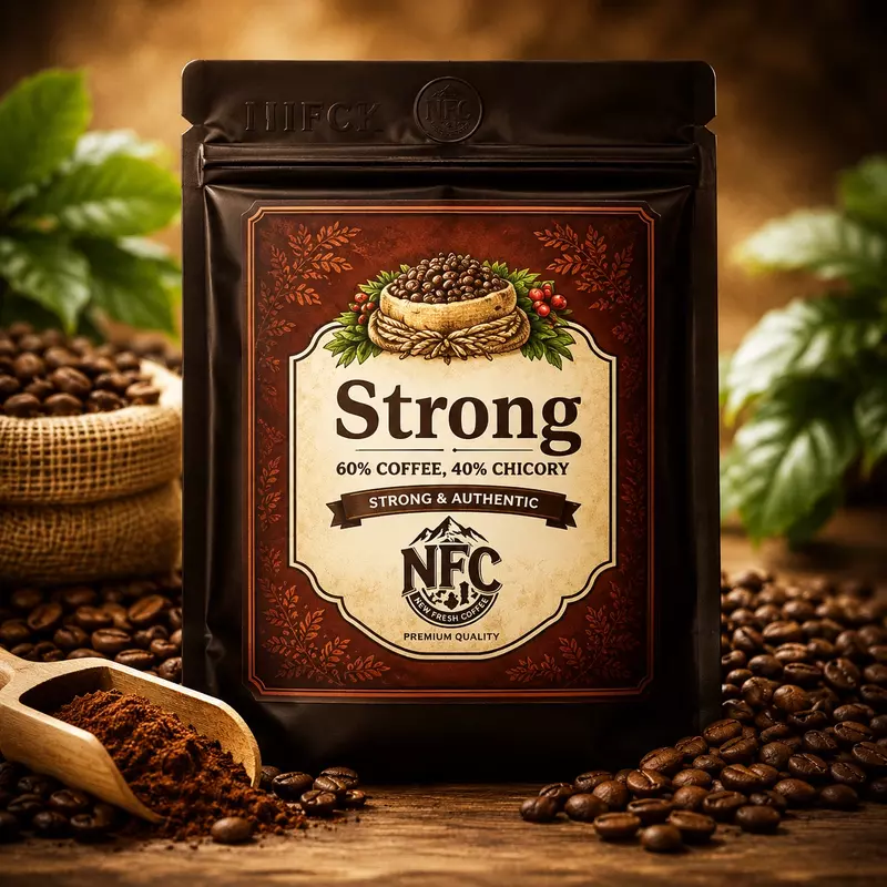 Strong : 60% Coffee, 40% Chicory