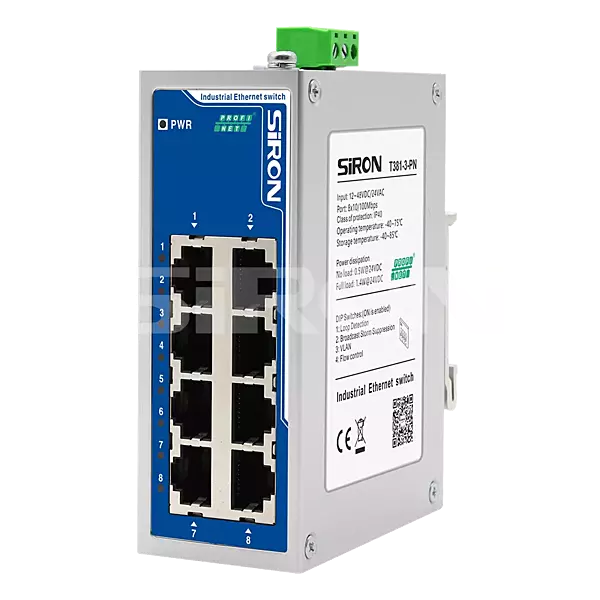 SiRON T381-3-PN Unmanaged 8 ports Profinet protocol High-precision Industrial Switch