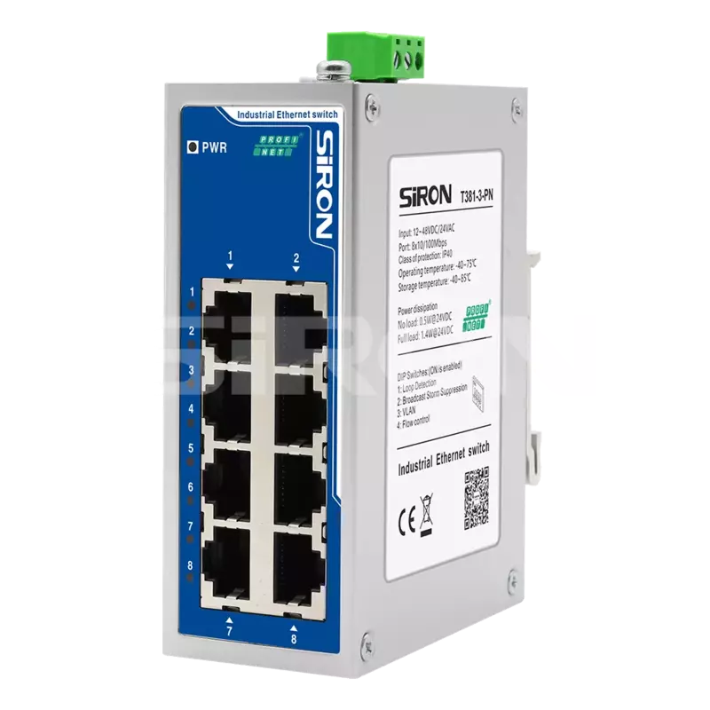 SiRON T381-3-PN Unmanaged 8 ports Profinet protocol High-precision Industrial Switch
