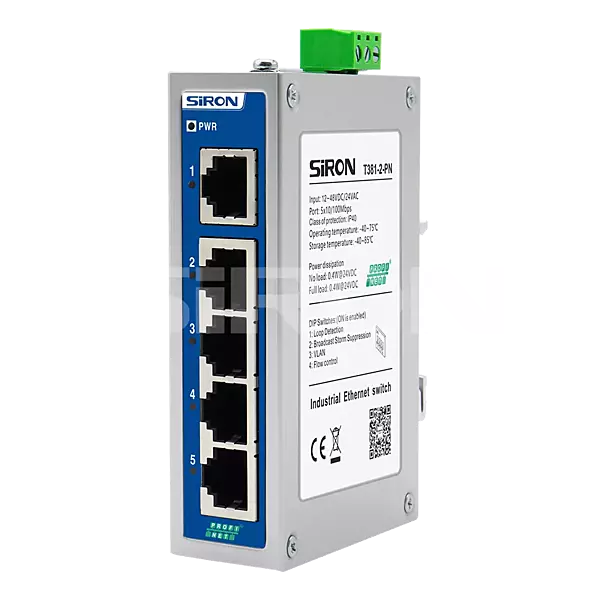 SiRON T381-2-PN Unmanaged 5 ports Profinet protocol High-precision Industrial Switch