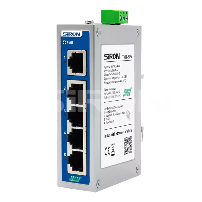 SiRON T381-2-PN Unmanaged 5 ports Profinet protocol High-precision Industrial Switch