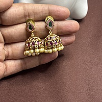 Round palakka pendant with Jhumkas