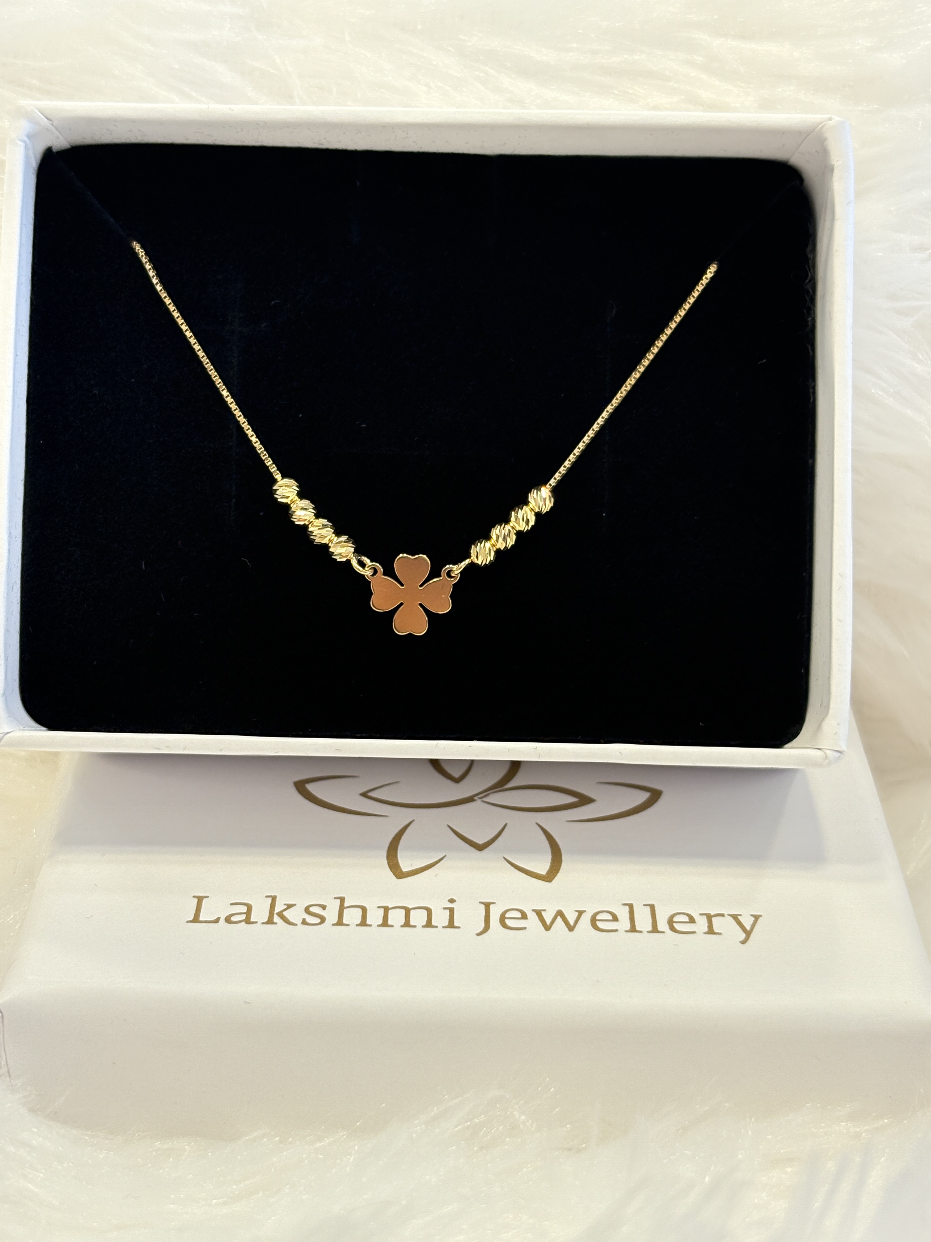 Silver mullai chain with gold finish