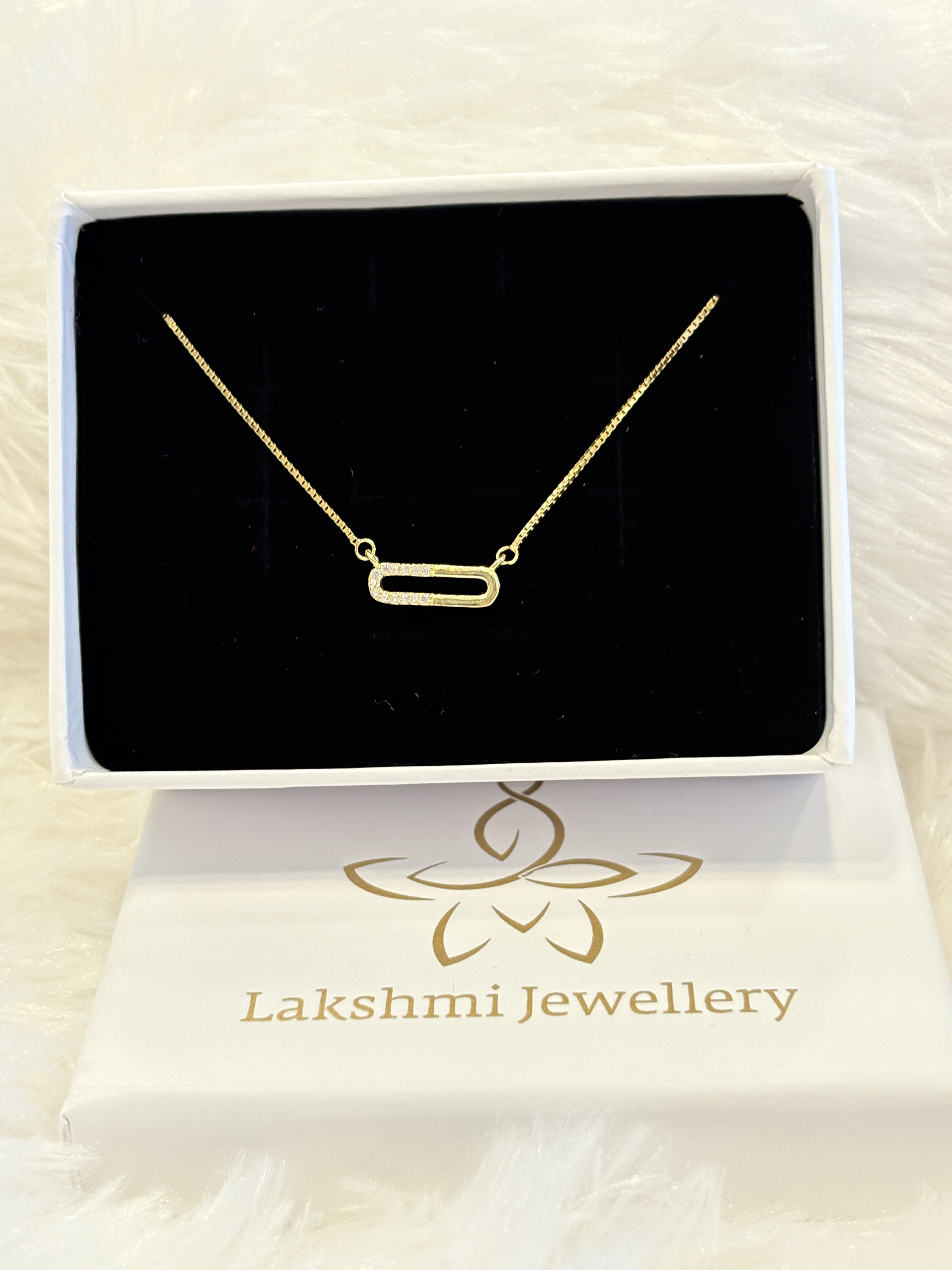 Silver yazhini chain with gold finish
