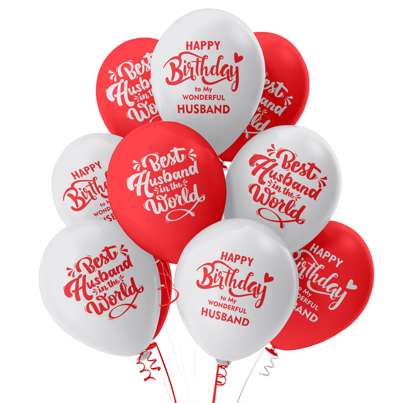 The Magic Balloons -Happy Birthday Decorations Kit- Set of 21 pcs Birthday Balloons Combo for husband's special day | Perfect for Party decorations | 10 Red and 10 white balloons with a Banner