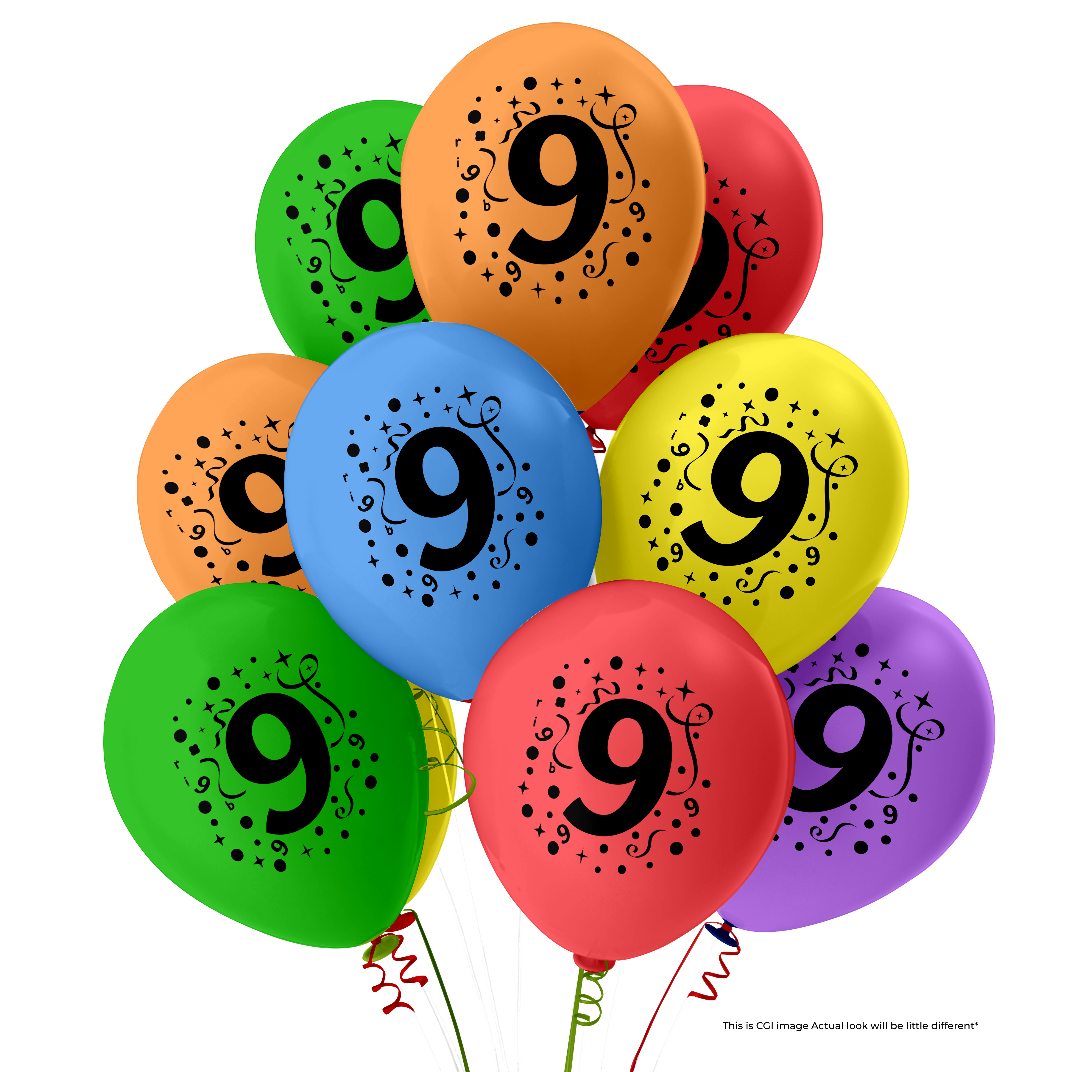 The Magic Balloons- 9 Number Balloons Latex Balloons For Nine Number Theme Balloons Pack of 30pcs | Multicolor Balloons Decoration For Birthday Anniversary | Party Supplier