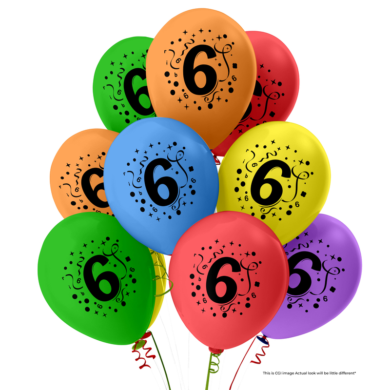 The Magic Balloons- 6 Number Balloons Latex Balloons With Banner For Six Theme Balloons Pack of 21pcs | 20pcs Of Balloons and A Banner | Multicolor Balloons Decoration For Birthday | Party Supplier