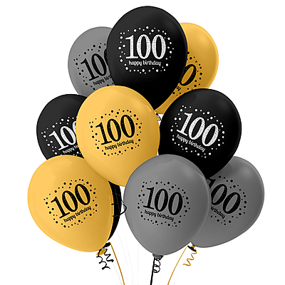 The Magic Balloons-Happy 100th Birthday Balloons for Men and women,100 Birthday Balloons 100th Birthday Party Supplies Black Gold and Silver Birthday Decorations balloons party décor pack of 30 pc