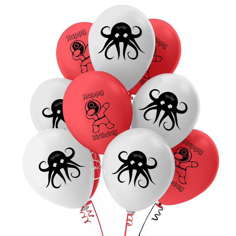 The Magic Balloons- Squid Printed Happy Birthday Party Decorations Squid Theme Party Balloons Decoration Game Party Decorations Supplies Birthday Party- pack of 30 pcs