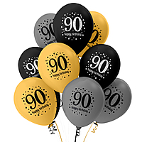 The Magic Balloons- Happy 90th Birthday Balloons for Men and women, 90 Birthday Balloons 90th Birthday Party Supplies Black Gold and Silver Birthday Decorations balloons party décor pack of 30 pcs