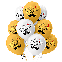 The Magic Balloons- I Love You Dad Balloon for Happy Birthday Father's Day Best Dad Ever Balloon Decoration for Father’s Day Party Gold & White metallic Balloons Pack of 30 pcs-181437