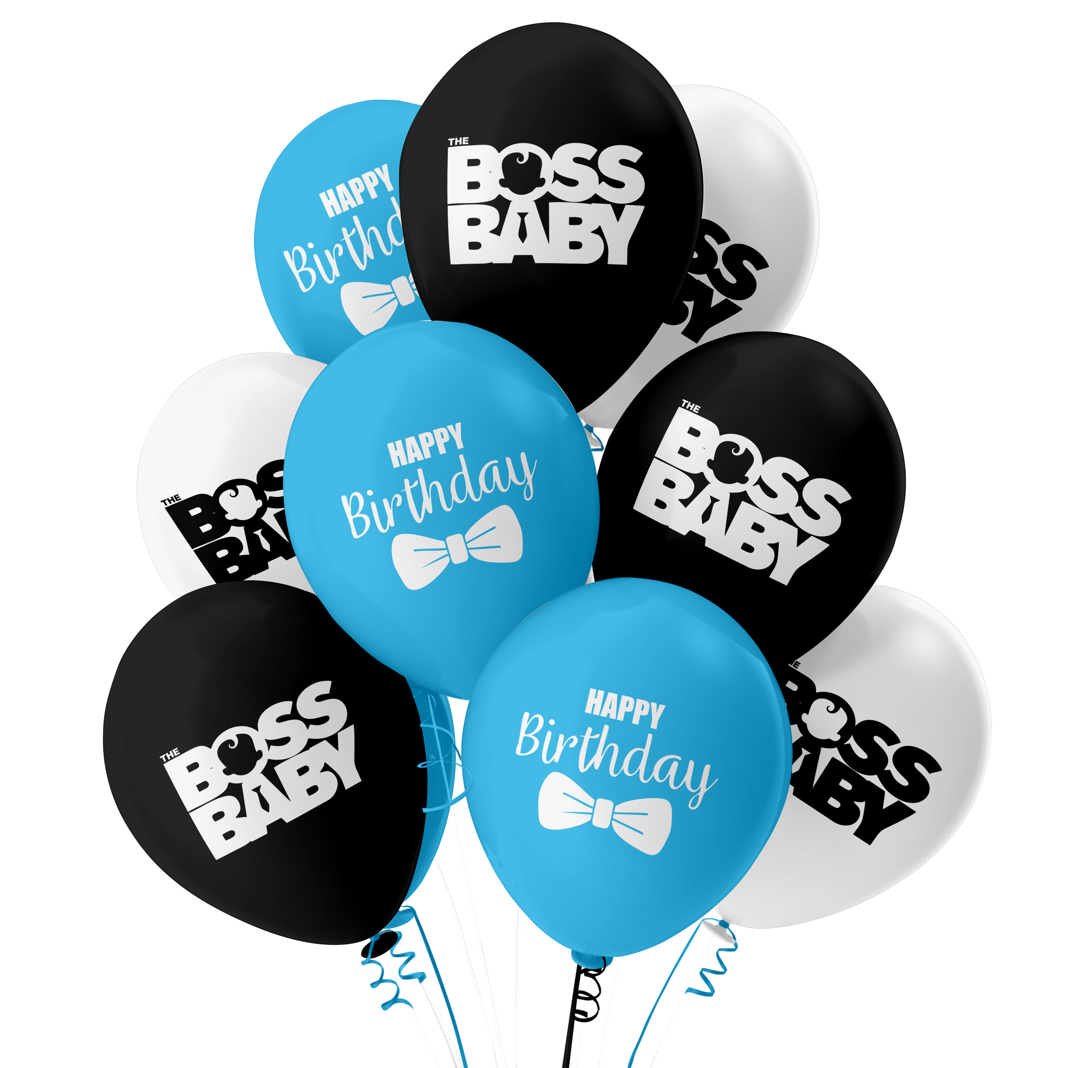 The Magic Balloons Boss Baby Birthday Party Decoration combo kits –Boss Baby Birthday Combo Pack of 38 Pcs, foil Balloons 5 pcs Set,1 Happy Birthday banner, 2 Foil Curtains,30 Printed Balloons-181476