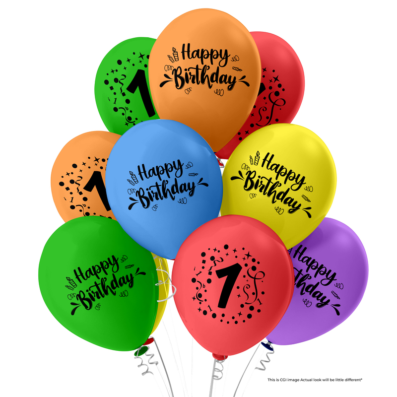 The Magic Balloons-1 Number Balloons and Happy Birthday Latex Balloons With Banner For One No. Theme Balloons Pack of 21pcs | 20pcs Of Balloons and A Banner | Multicolor Balloons For Birthday