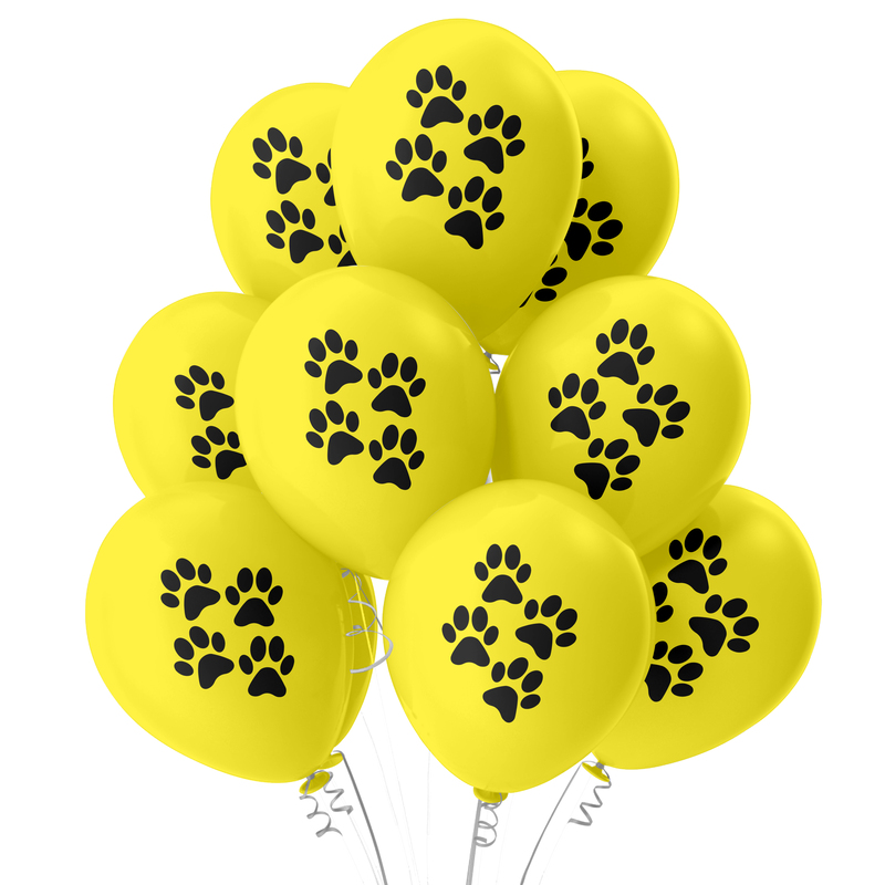 The Magic Balloons - Dog Theme Birthday Balloons Latex Balloons For Dog Birthday Party Yellow Balloons Pack of 30pcs With Paw Print Perfect For Dog Parties and Dog Lovers Party Suppliers