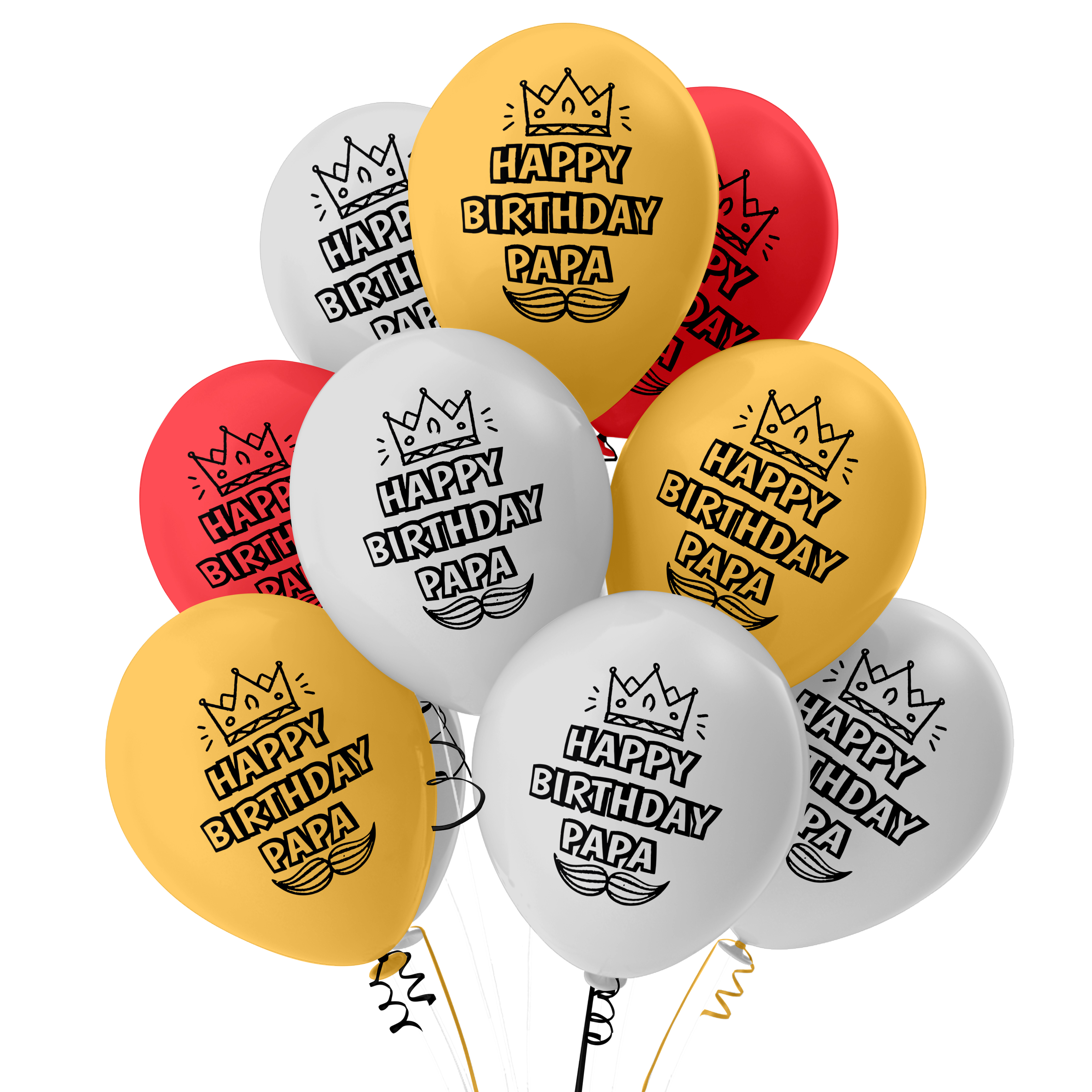 The Magic Balloons-Dad Birthday Decoration: 30 pcs Happy Birthday Dad Balloons Multicolor Red Gold & Silver Latex Balloons