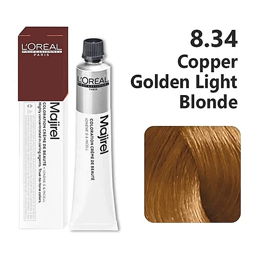Loreal Majirel Copper Golden Light Blonde Color 8.34 | 49.5 gm