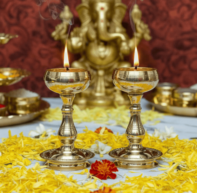 Brass Udupi Nanda Deepa Bowl design