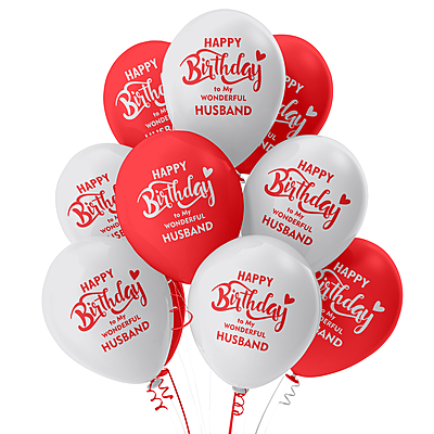 The Magic Balloons- Happy Birthday Balloons-for Husband-Multicolour Party/Decoration Balloons, Pack of 10 pcs
