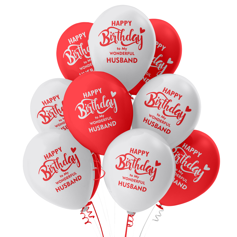 The Magic Balloons- Happy Birthday Balloons-for Husband-Multicolour Party/Decoration Balloons, Pack of 10 pcs