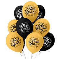 The Magic Balloons -Customized Happy New Year Latex Balloons New Year balloons Pack of 30pcs Black and Golden Balloons For New Year's Eve.
