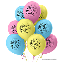 The Magic Balloons- Peppa Pig Theme Decoration Happy Birthday Latex Balloons Birthday Party Decoration Multicolor Balloons Pack of 50pcs