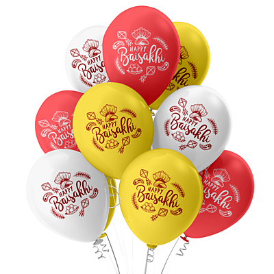 The Magic Balloons - Baisakhi Celebrations 30 Pcs Red Yellow White Balloons Baisakhi Party Decorations for Home & office.