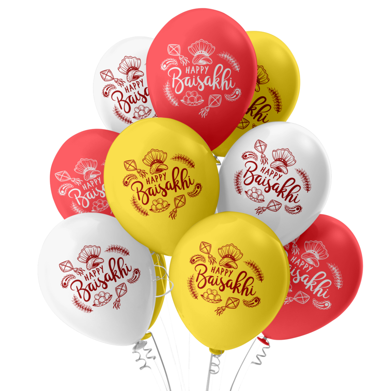 The Magic Balloons - Baisakhi Celebrations 30 Pcs Red Yellow White Balloons Baisakhi Party Decorations for Home & office.