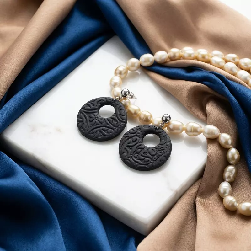 Obsidian Blossom Hoops
