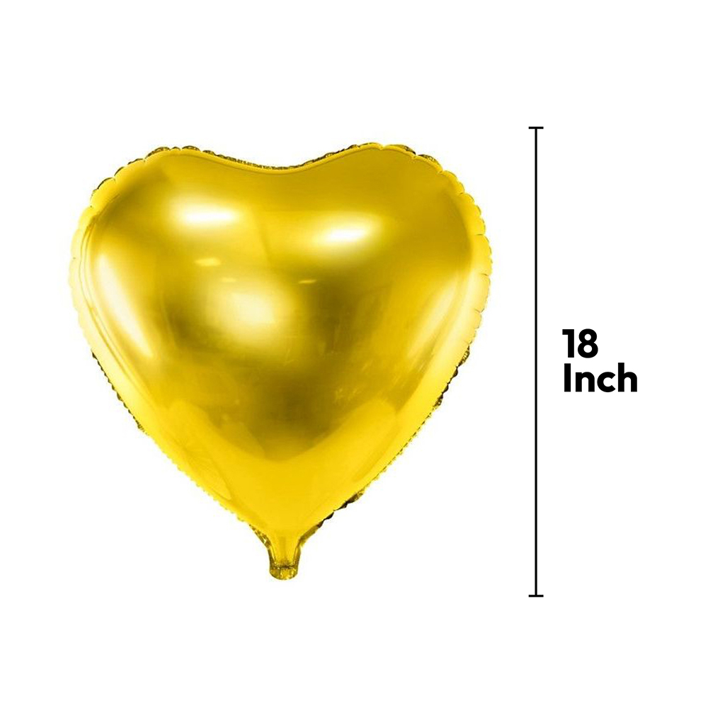 The Magic Balloons Store-18″ Gold Heart Foil Balloon ( Pack of 3)
