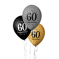 The Magic Balloons- 60th Birthday Balloons Decorations - Pack of 30 Black, Gold & Silver Balloons for Men & Women - Premium Helium Quality Birthday Party Supplies-181159