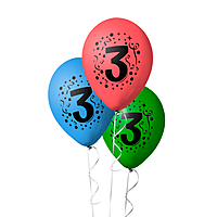 The Magic Balloons- 3 Number Balloons Latex Balloons For Three Number Theme Balloons Pack of 30pcs | Multicolor Balloons Decoration For Birthday Anniversary | Party Supplier