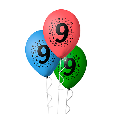 The Magic Balloons- 9 Number Balloons Latex Balloons For Nine Number Theme Balloons Pack of 30pcs | Multicolor Balloons Decoration For Birthday Anniversary | Party Supplier