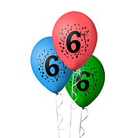 The Magic Balloons- 6 Number Balloons Latex Balloons With Banner For Six Theme Balloons Pack of 21pcs | 20pcs Of Balloons and A Banner | Multicolor Balloons Decoration For Birthday | Party Supplier