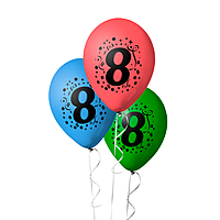 The Magic Balloons- 8 Number Balloons Latex Balloons With Banner For Eight Theme Balloons Pack of 21pcs | 20pcs Of Balloons and A Banner | Multicolor Balloons Decoration For Birthday | Party Supplier