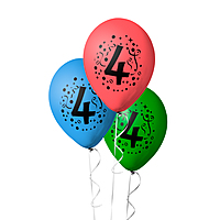 The Magic Balloons- 4 Number Balloons Latex Balloons With Banner For Four Theme Balloons Pack of 21pcs | 20pcs Of Balloons and A Banner | Multicolor Balloons Decoration For Birthday | Party Supplier