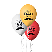 The Magic Balloons- Best Dad Ever Balloons-Party/Decorations. Gold, Metallic Red & Metallic White Balloons- pack of 30