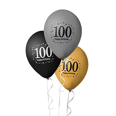 The Magic Balloons-Happy 100th Birthday Balloons for Men and women,100 Birthday Balloons 100th Birthday Party Supplies Black Gold and Silver Birthday Decorations balloons party décor pack of 30 pc