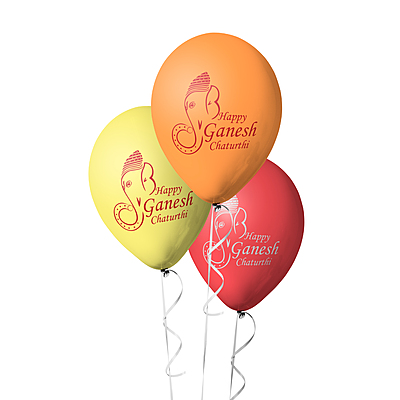 The Magic Balloons Store-Happy Ganesh Chaturthi decoration Balloons, Ganesh Chaturthi decorations at mandaps/ home Pack of 30 multicolour Metallic yellow, metallic orange metallic Red balloons-181453