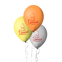 The Magic Balloons Store-Happy Ganesh Chaturthi customized  Balloons, Ganesh Chaturthi decorations at mandap/ home Pack of 30 multicolor Metallic yellow, metallic orange metallic white balloons-181133