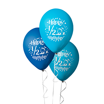 The Magic Balloons -Blue and Silver Half Birthday Latex Balloons (Pack of 10)