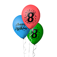 The Magic Balloons-8 Number Balloons and Happy Birthday Latex Balloons With Banner For Eight No. Theme Balloons Pack of 21pcs | 20pcs Of Balloons and A Banner | Multicolor Balloons For Birthday