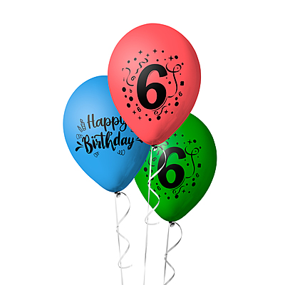 The Magic Balloons-6 Number Balloons and Happy Birthday Latex Balloons With Banner For Six No. Theme Balloons Pack of 21pcs | 20pcs Of Balloons and A Banner | Multicolor Balloons For Birthday
